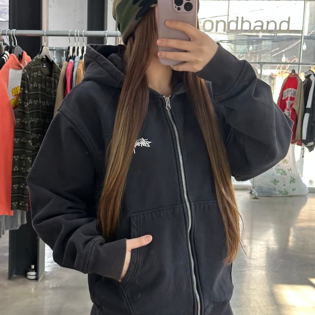 스투시 피그먼트워시드 다이드 후드집업