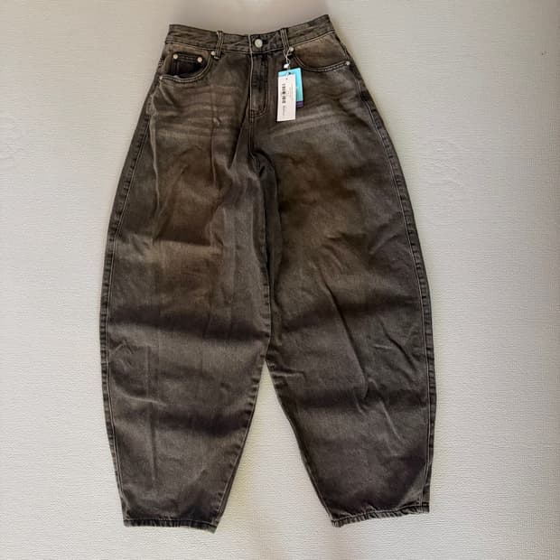 스탠다드에러 벌룬핏 워싱 와이드 데님팬츠