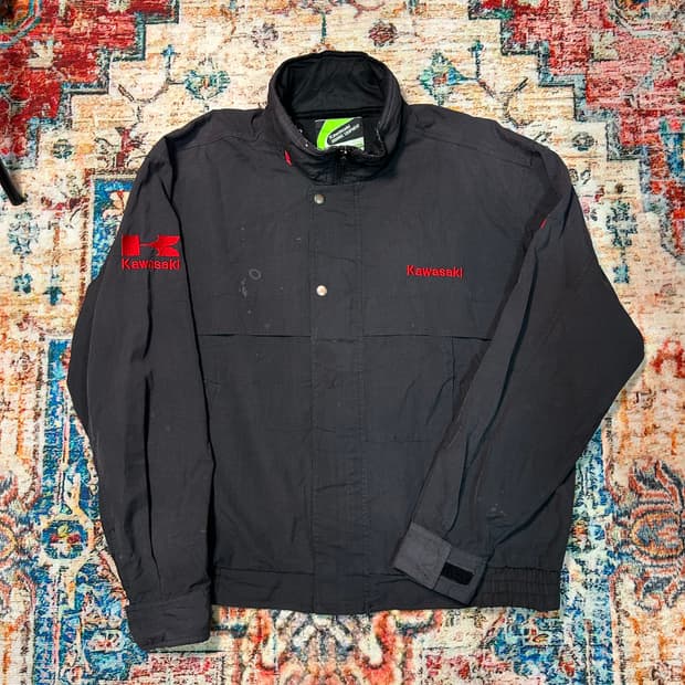 [XL] 가와사키 자수로고 바이커 자켓