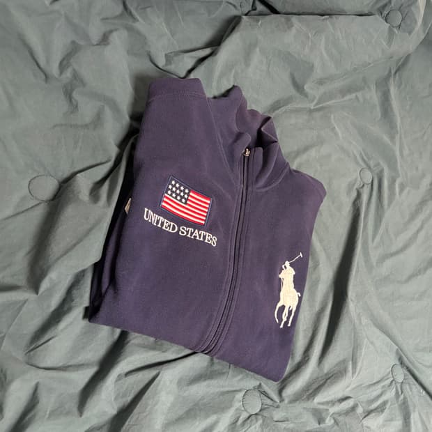 폴로 빅포니 성조기 집업 네이비 L