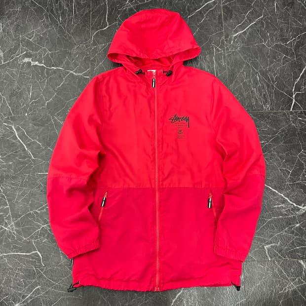 스투시 월드투어 후드 바람막이 자켓 레드
