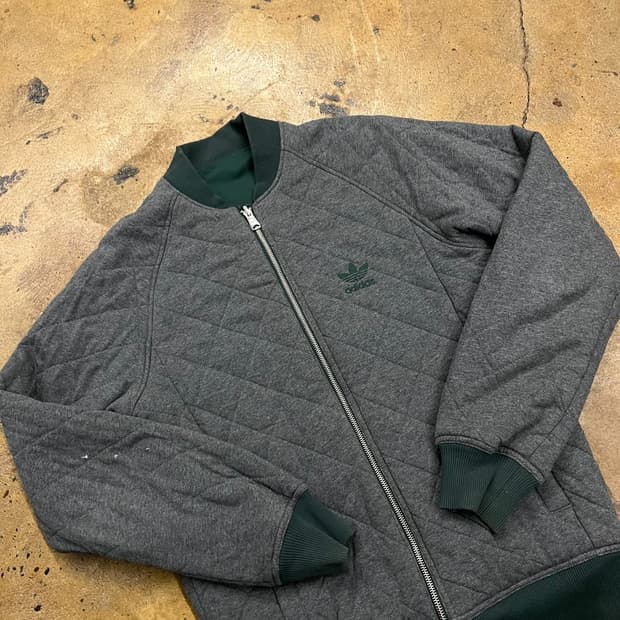 [정품/100] 아디다스 양면 그린 차콜 퀼팅 자켓 b8