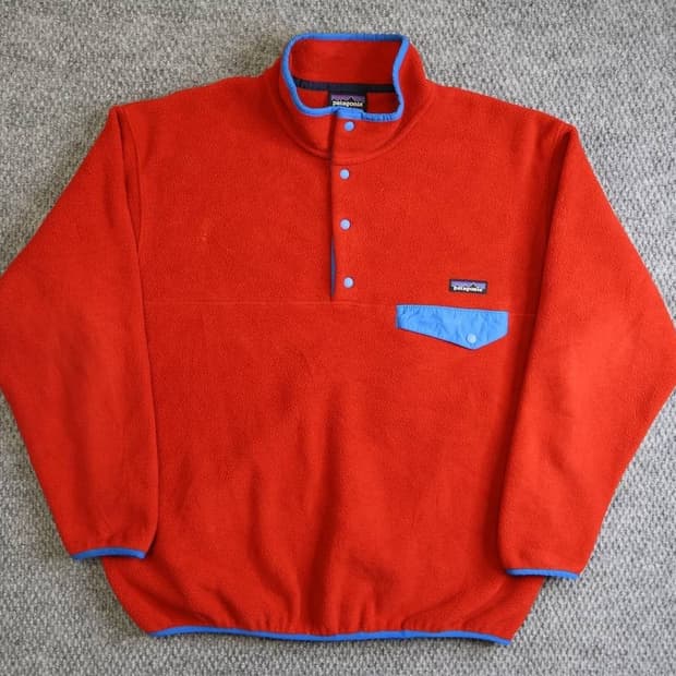 12FW 파타고니아 신칠라 스냅-T 플리스 레드 블루 트림