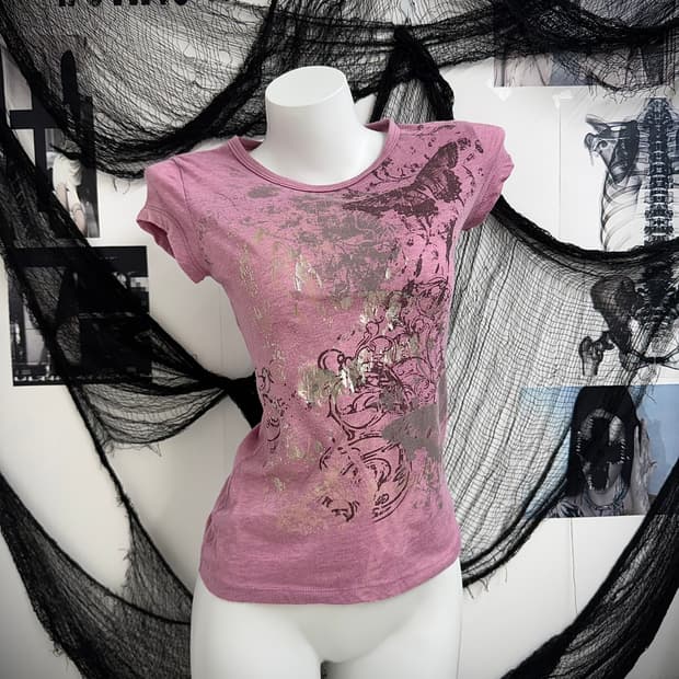 00s butterfly printing halfsleeve