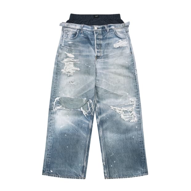 판매) 3사이즈 프로토콜 인덱스 트롱프 뢰유 레이어드 팬츠 블루