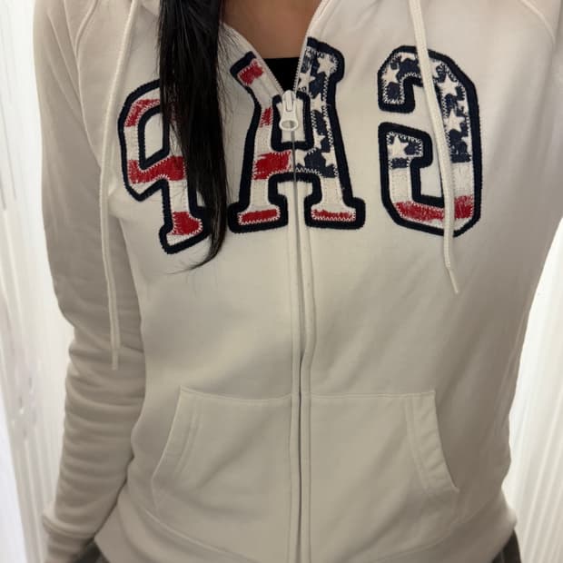 갭 화이트 성조기 후드집업 s