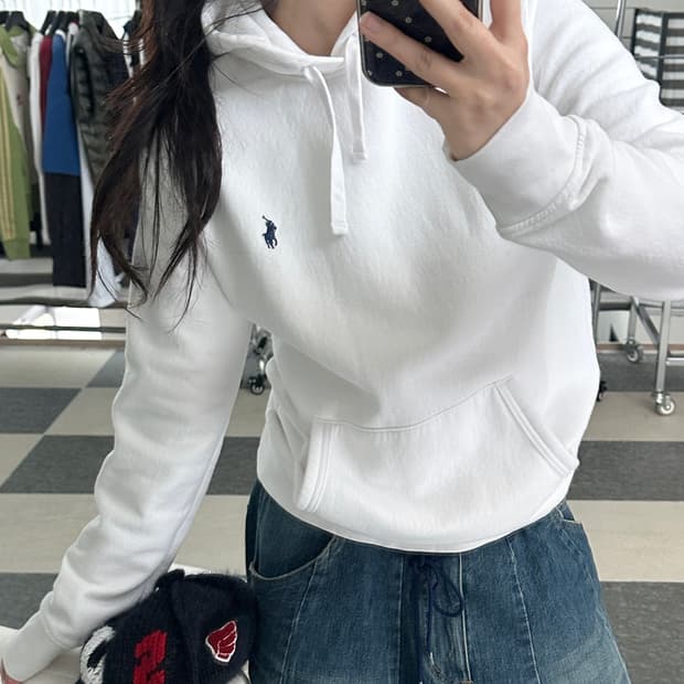 폴로 랄프로렌 화이트 후드 티셔츠