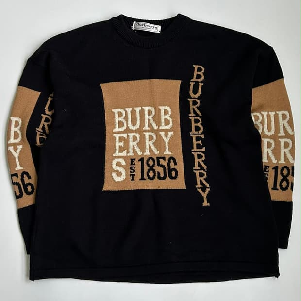 [L] 버버리 빈티지 1856 로고 니트 스웨터 Made in Engla