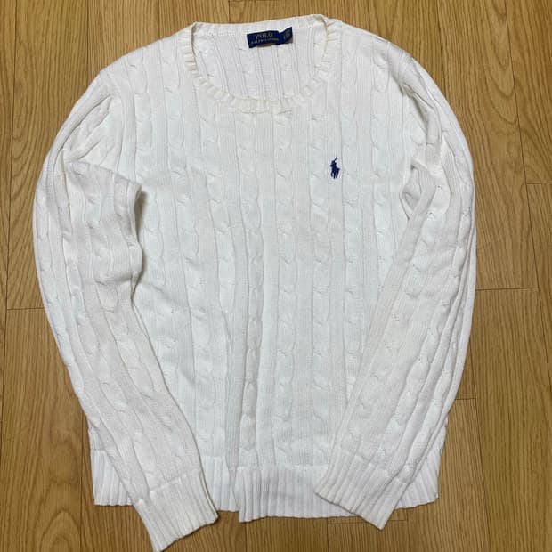 폴로랄프로렌 화이트 케이블 니트
