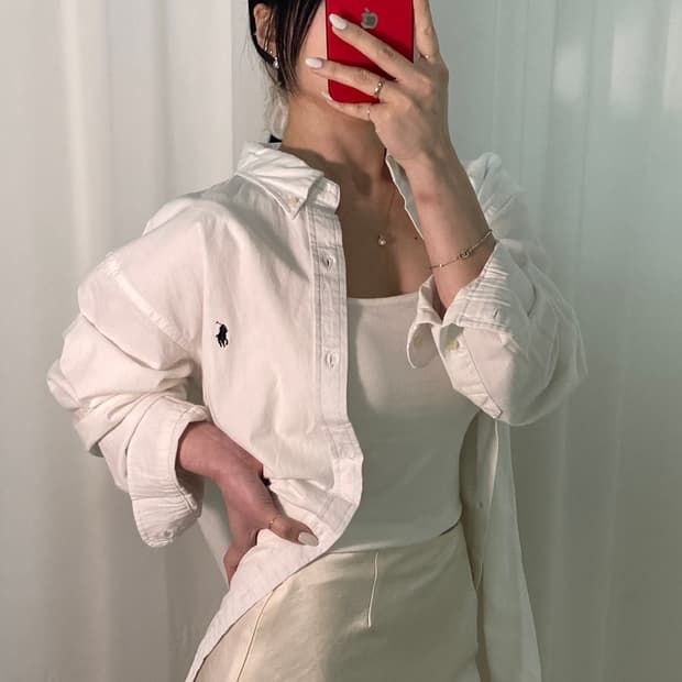 폴로 옥스퍼드 포니 화이트 셔츠