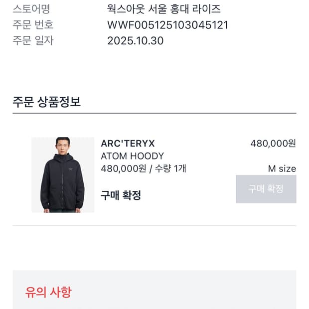 아크테릭스 아톰 후디 M 블랙