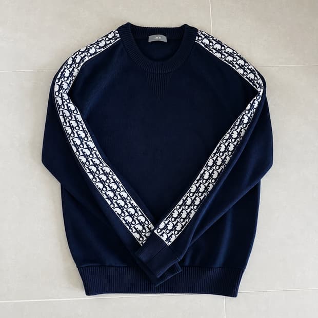 [S급] [정품] [size:m] 디올 오블리크 네이비 인서트 니트