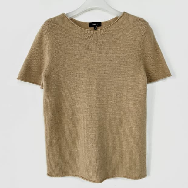 띠어리 100% 캐시미어 반팔 니트 탑