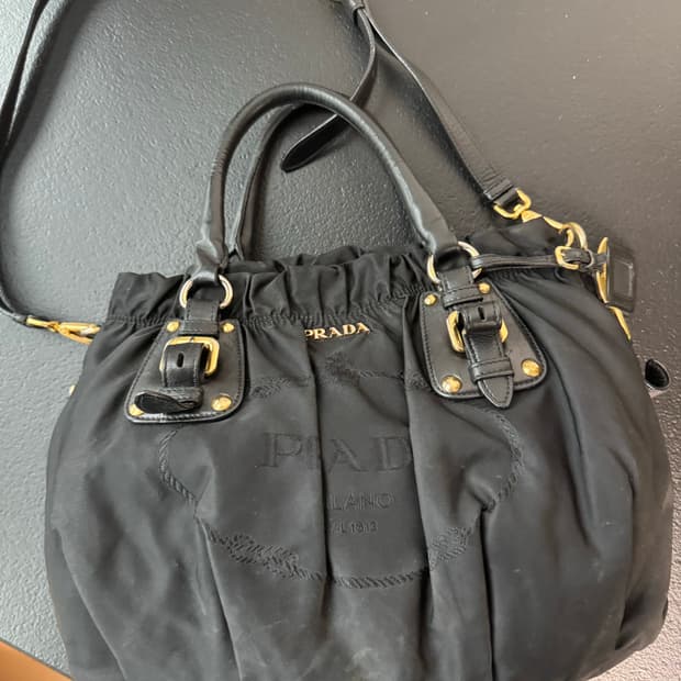 프라다 나일론 고프레 로고 자수 투웨이백