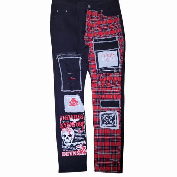 펑크키치punk 패치 레터링 팬츠