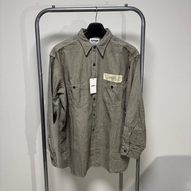 XL) BOWWOW 바우와우 24FW 프리즈너 블랙 샴브레이 셔츠