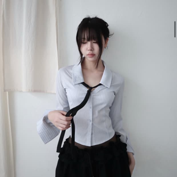 클라따 메이드 클래식 셔츠 그레이쉬블루