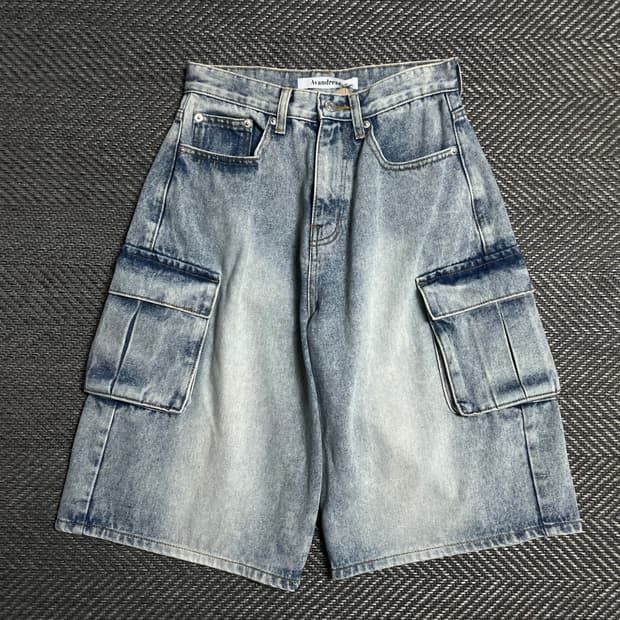 어반드레스 멀티포켓 데님 카고 버뮤다 팬츠o 5166