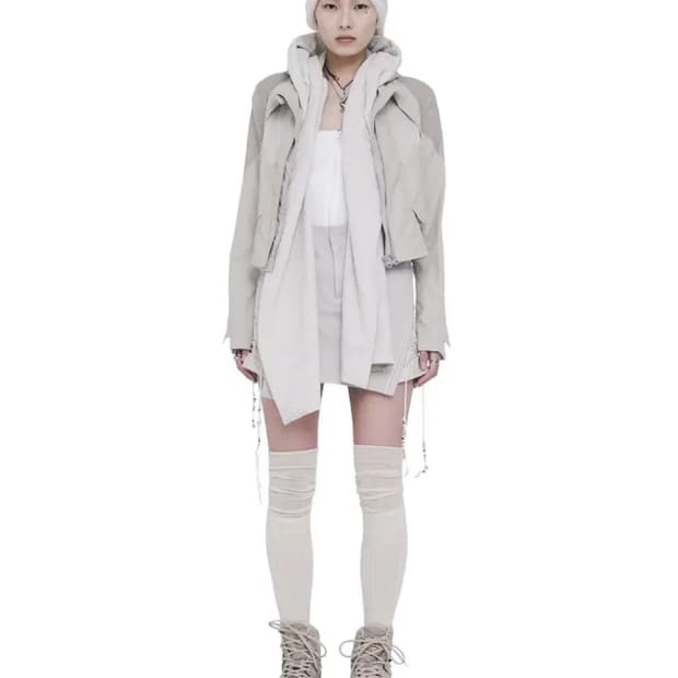 혜인서 크롭 머플러 레이어드 나일론 자켓 해