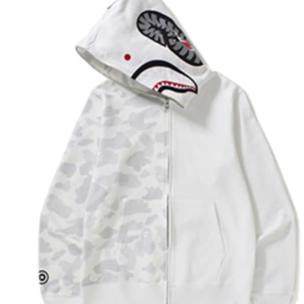 베이프 백계 화이트 반반 카모 샤크 야광 후드집업 m사이즈