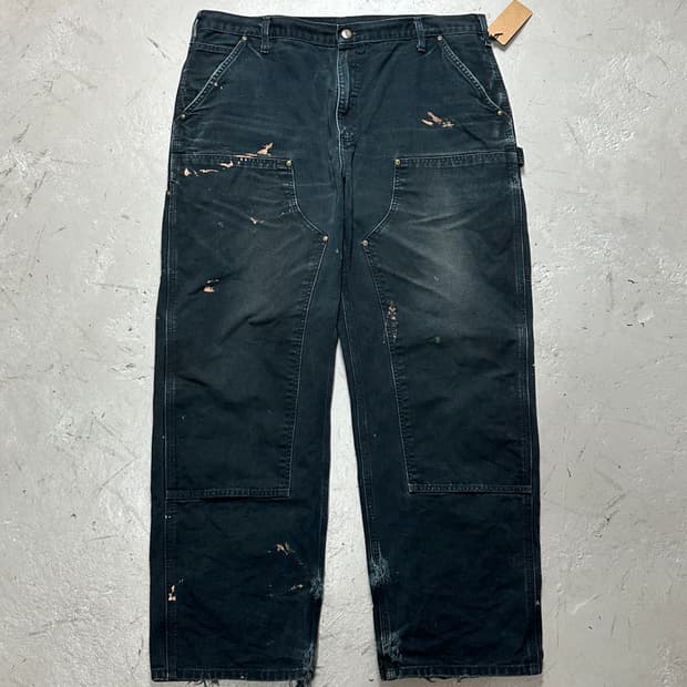 OG 칼하트 B136 더블니 블랙 칼하트 썩블니 워크팬츠