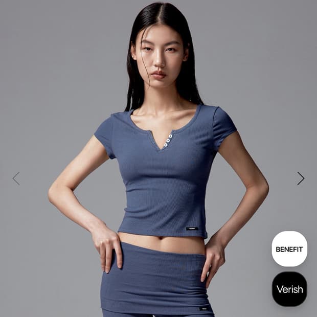 베리쉬 선데이 티셔츠 헨리넥 캡슬리브 뮤트네이비