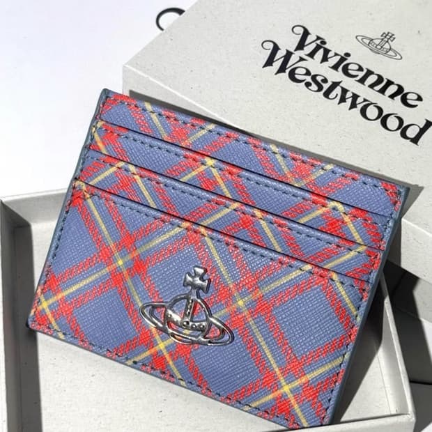 비비안웨스트우드 은장 orb 체크 패턴 카드지갑(풀구성)