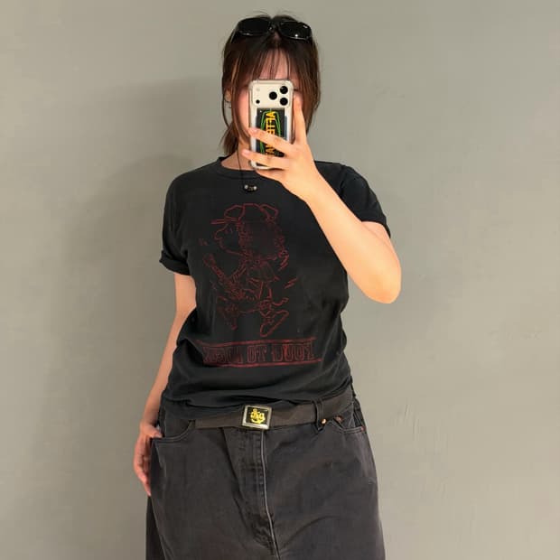 Charlie brown X ACDC printing t-shirt