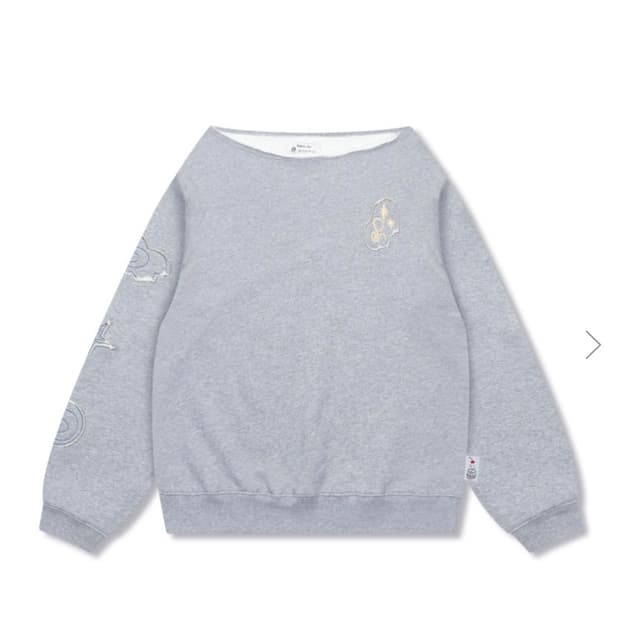 [루나키후] 구르구르 아플리케 원숄더 맨투맨 (그레이/사이즈2)