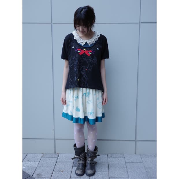 빈티지 민트 미디 스커트