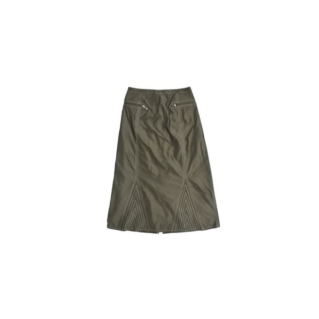 Coated khaki trangle cut-line skirt