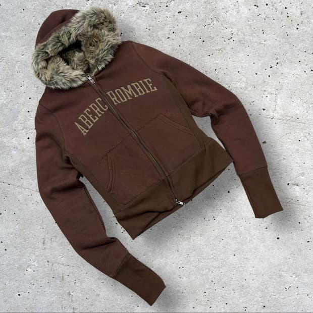 [L] 아베크롬비 울프죠 퍼 후드 집업 브라운 C922