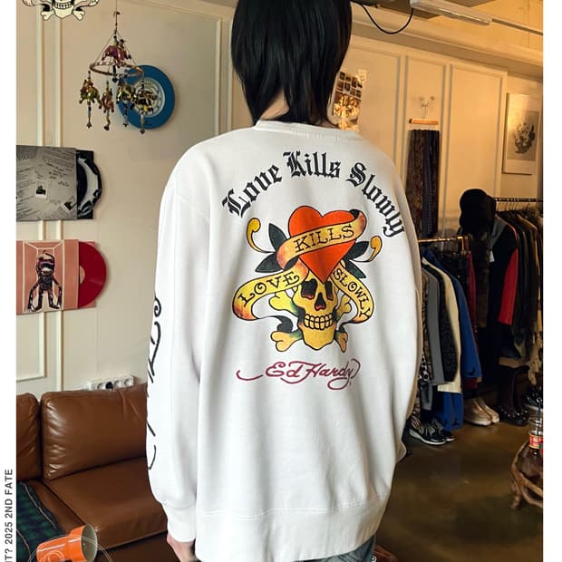 2000s ED Hardy Icon Print Big Sweatshirt