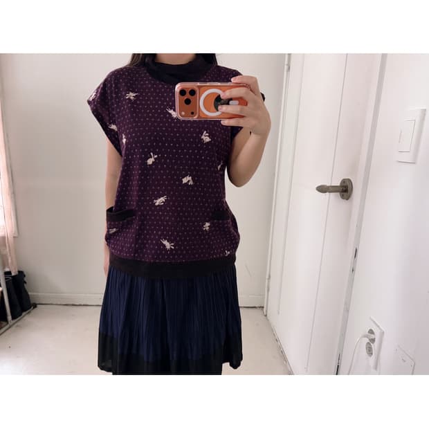 일본빈티지 퍼플레빗 레이어드 탑