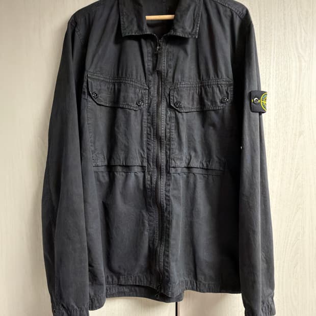 [XL] 스톤아일랜드 102WN 브러쉬드 오가닉 코튼 오버셔츠 블랙