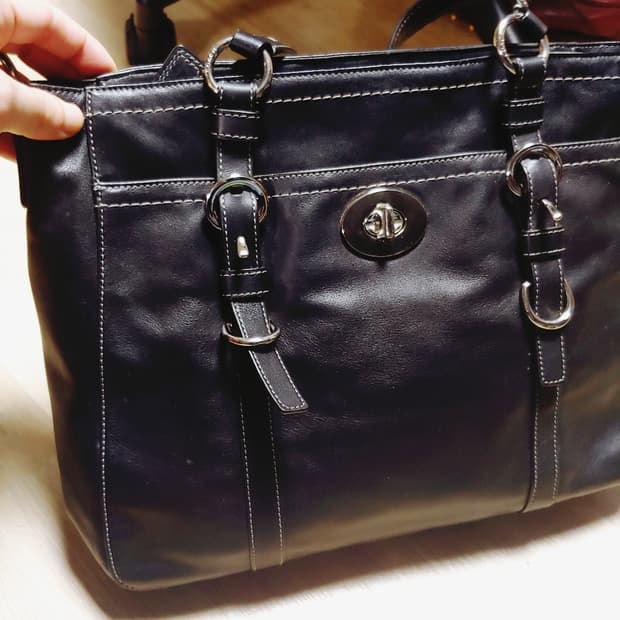 체형 커버 블랙 코치 미디움 백