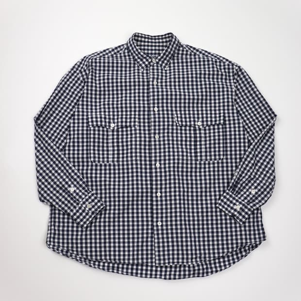Porter classic 롤업 깅엄셔츠 Navy