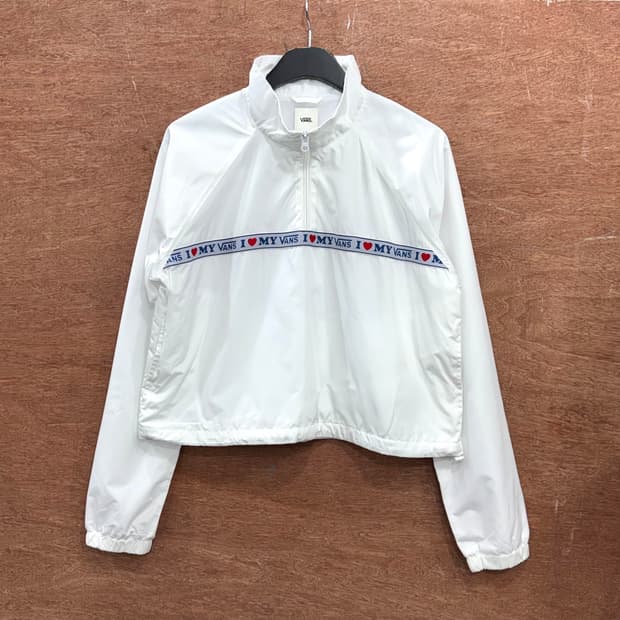 반스 테이프라인 크롭 반집업