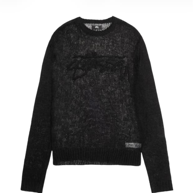 스투시 루즈 니트 로고 스웨터 (블랙 XL)