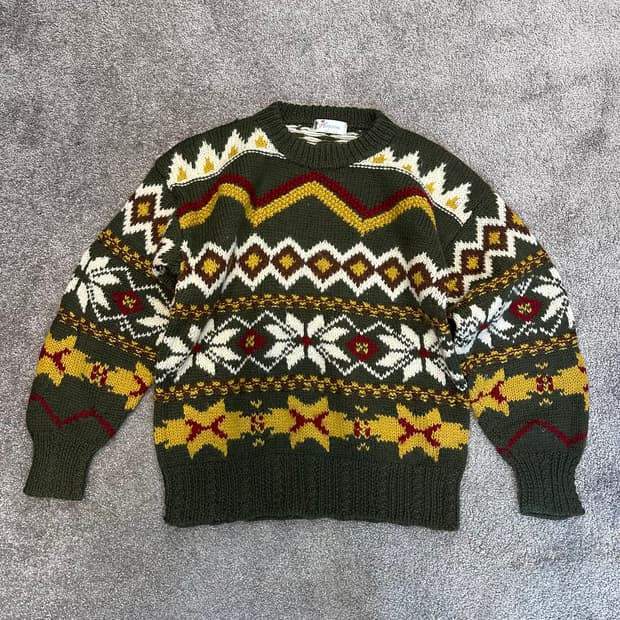 빈티지 젠슨 노르딕 패턴 울 니트M
