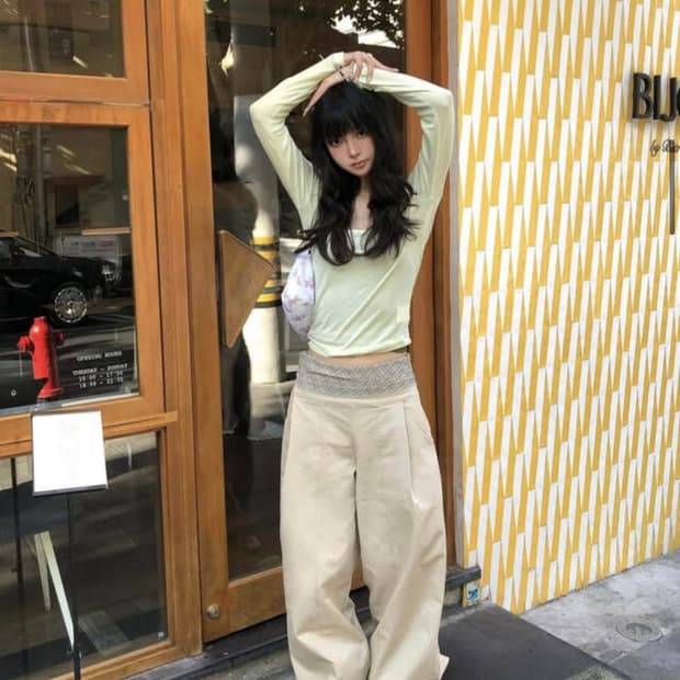 오운서 Sand Beach-line Frill Wide Pants