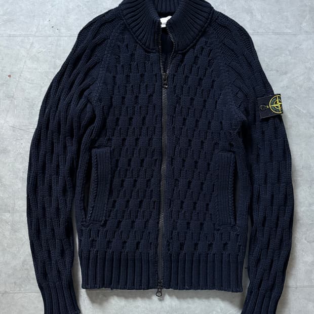 Stone-Island 스톤아일랜드 케이블 와펜 니트 집업 