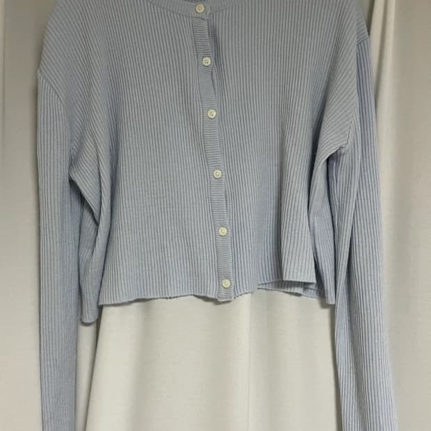 TRENDY APPAREL 하늘색 골지 가디건