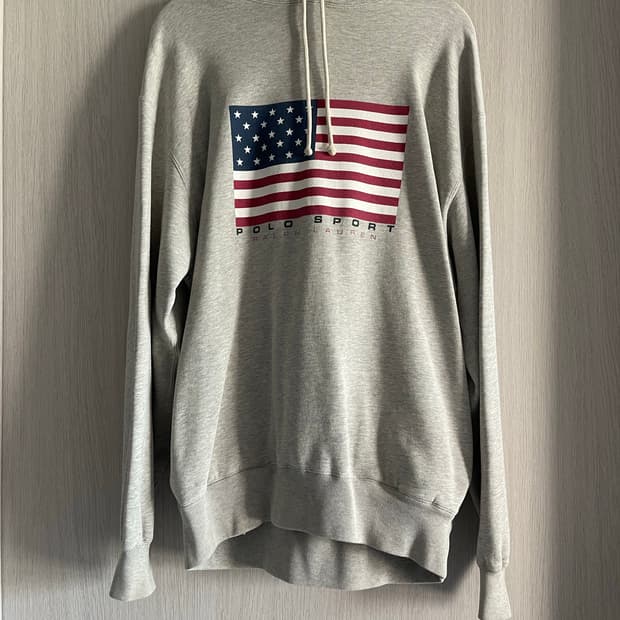 폴로 스포츠 성조기 후드티 그레이