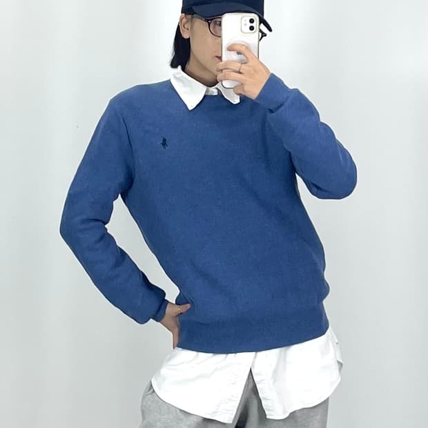 [M]폴로 블루 라운드 니트 CK9800