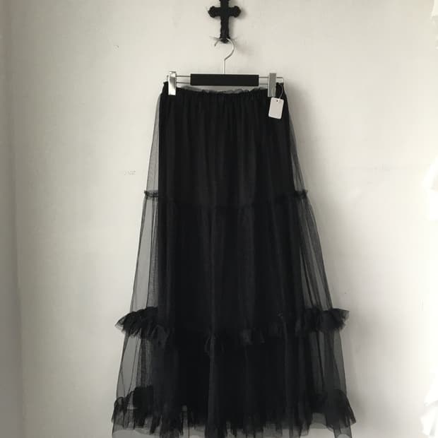 Frill layer point sha long skirt