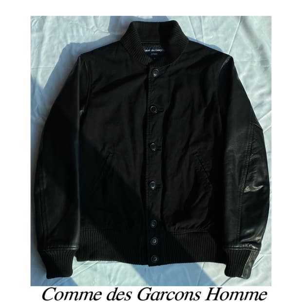 꼼데가르송 옴므 헤비 울 레더 블루종 자켓 아카이브 옴므플러스 봄버