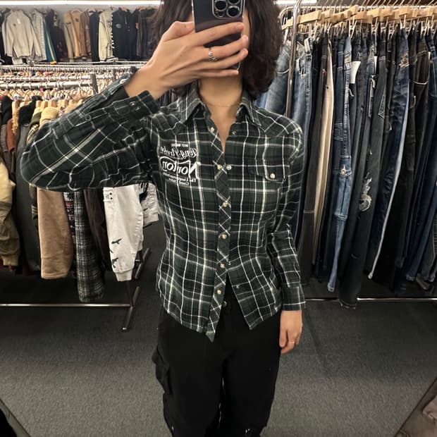 S)Norton 빈티지 카키 플란넬 셔츠