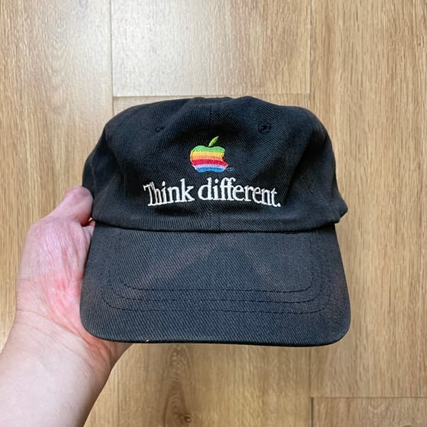 국내 유일 90s USA Apple 애플 레인보우 로고 빈티지 볼캡 모자