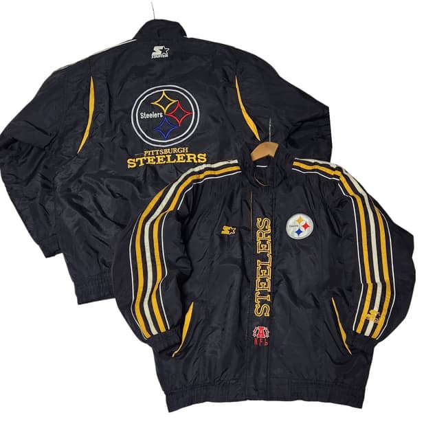 90s 스타터 NFL 피츠버그 스틸러트 바시티 바람막이 점퍼 자켓